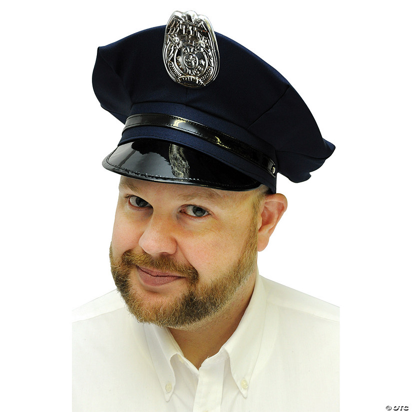 Adults Blue Police Hat with Badge Image