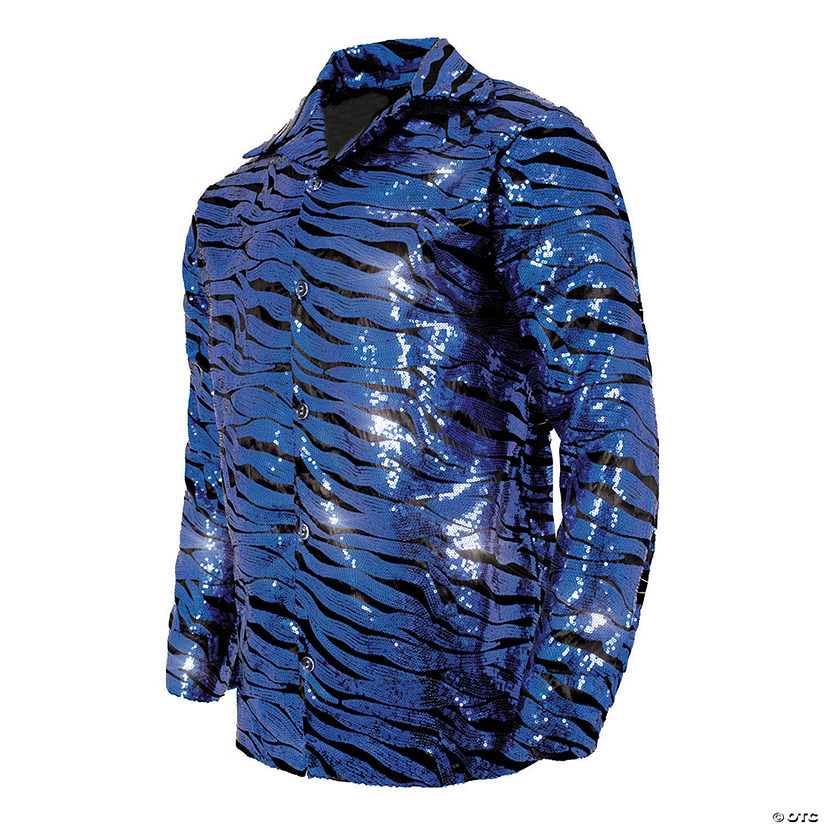 Adults Blue Sequin Tiger Shirt - Standard Image