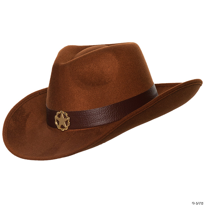 Adults Brown Cowboy Sheriff Hat with Hatband Image