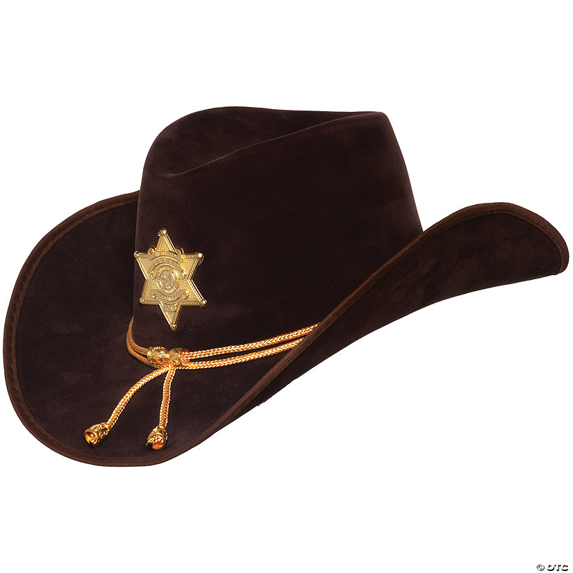 Adults Brown Cowboy Sheriff Hat with Rope Hatband Image