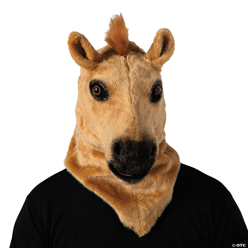 Adults Brown Horse Moving Mouth Overhead Mask - One Size Image