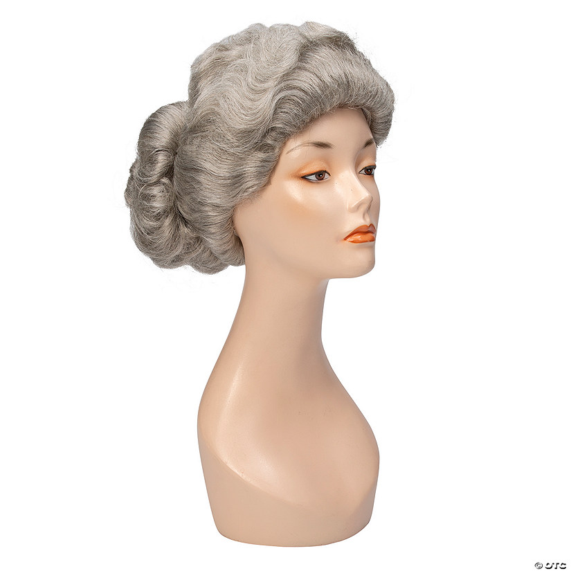 Adults Bun &amp; Braid Doubtfire Wig - Dark Brown Gray 51 Image