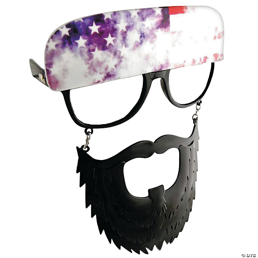 Adults Clear Sun-Staches&#174; Glasses with Black Beard Image