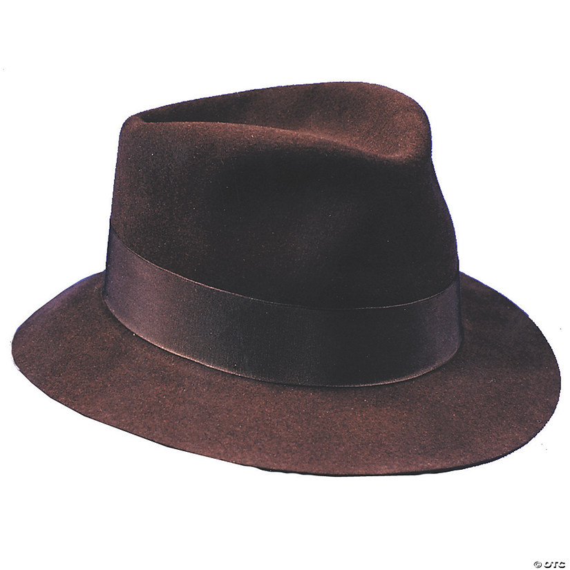 Adults Deluxe Brown Fedora Hat - Small Image