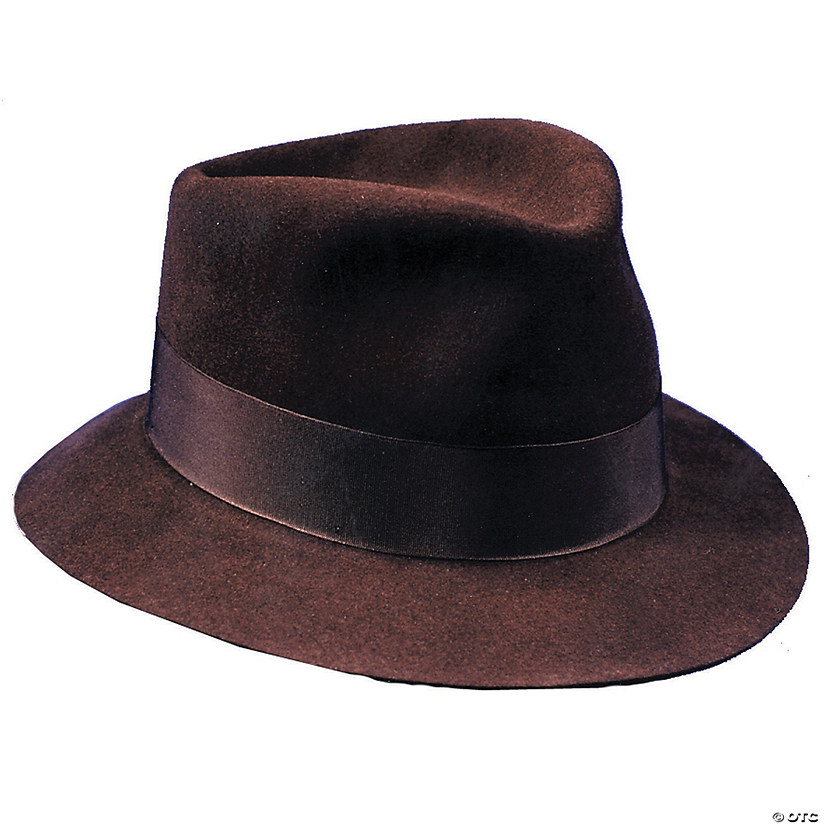 Adult's Deluxe Brown Fedora Hat Image