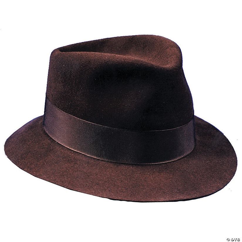 Adults Deluxe Brown Fedora Hat Image