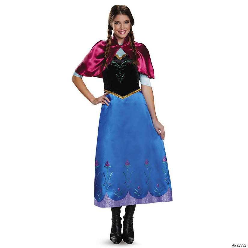 Adults Deluxe Disney Frozen&amp;#8482; Anna Traveling Dress Costume Image