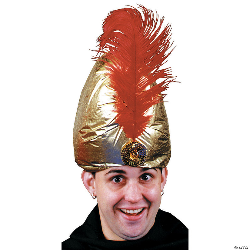 Adult's Deluxe Gold Turban with Red Plume Image