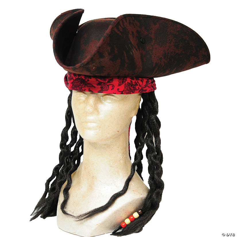 Adult's Deluxe Pirate Hat with Dreads Image