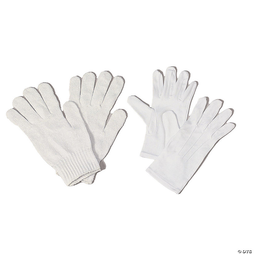 Adults Deluxe White Nylon Santa Gloves Image