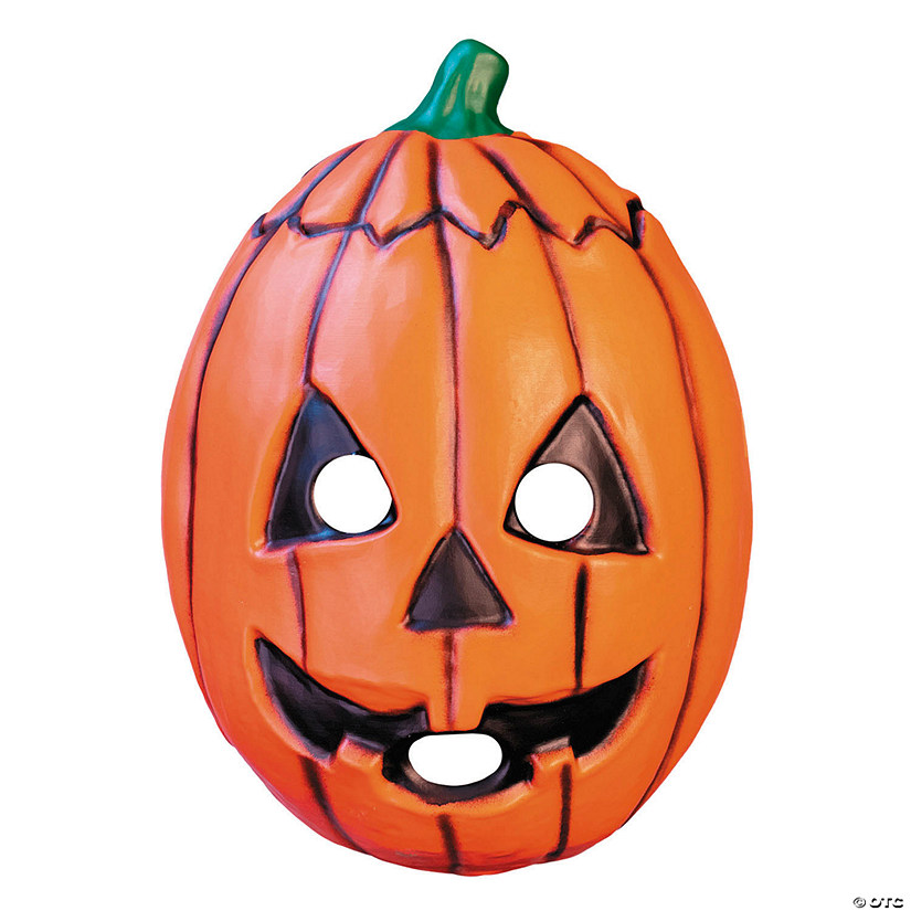 Adults Don Post Studios&#8482; Orange Pumpkin Face Injection Molded Plastic Mask - One Size Image