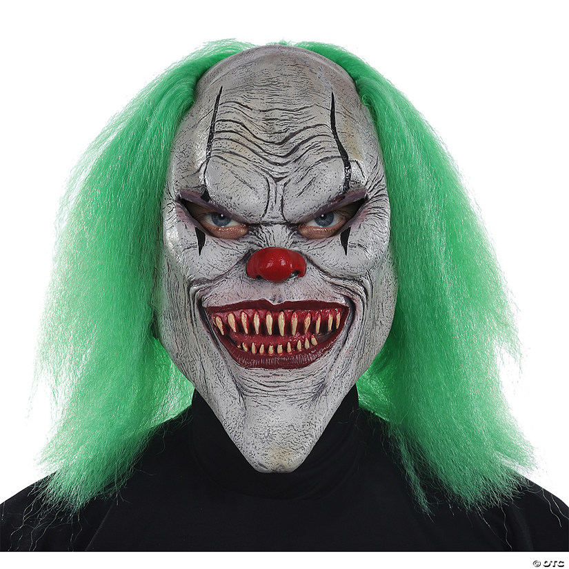 Adult's Evil Clown Mask with Green Hair Image