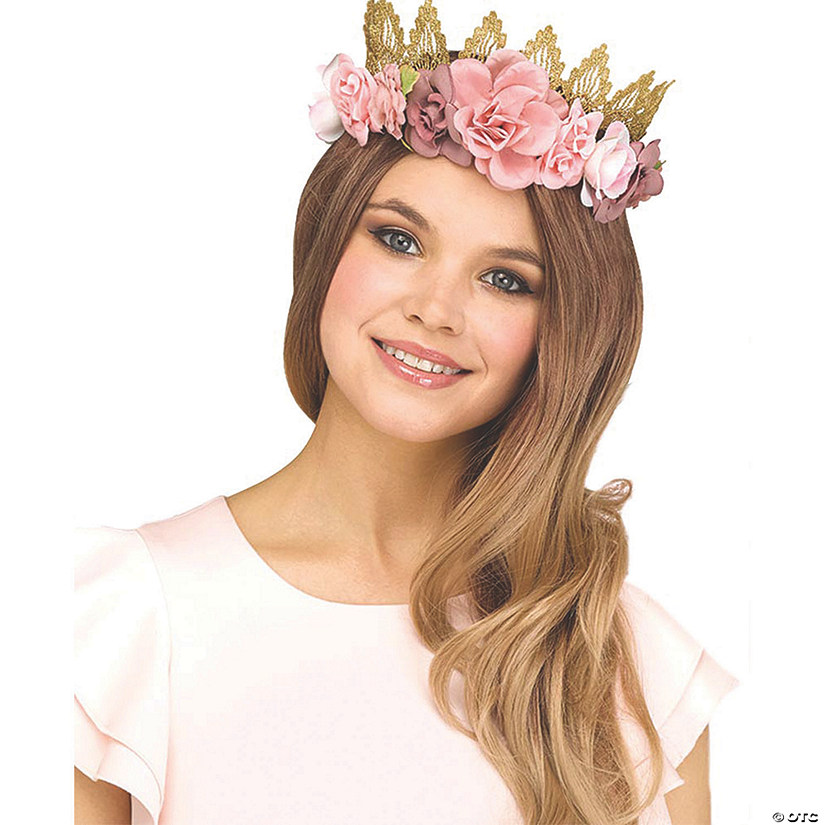 Adults Fantasy Fairy Floral Crown - Rose and Gold Image
