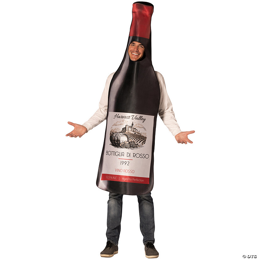 Adults Get Real Bottle of Red Wine Costume Image