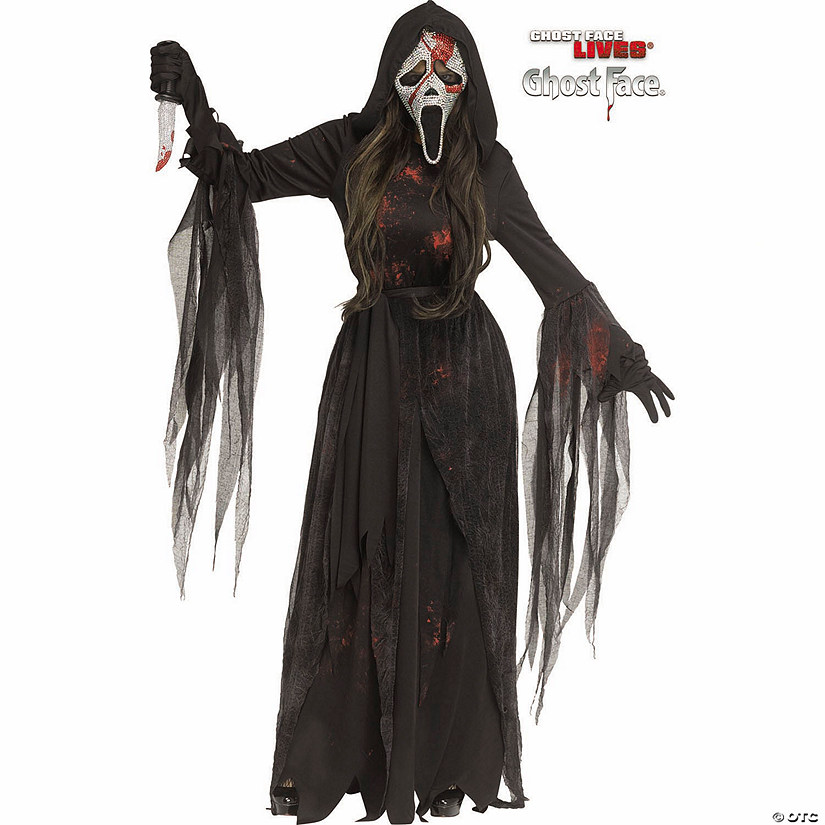 Adults Ghost Face&amp;#174; Bloody Bling Hooded Gown Costume Image