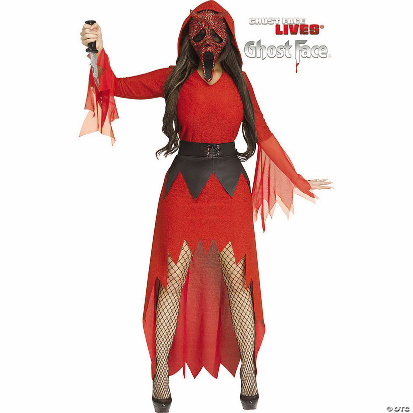 Adults Ghost Face&amp;#174; Red Bling Devil Face Hooded Gown Costume Image