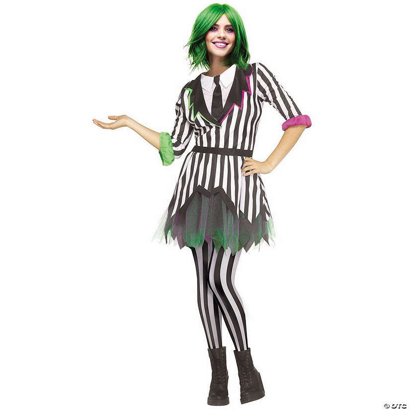 Adults Ghostly Gal Black &amp; White Dress Costume Image