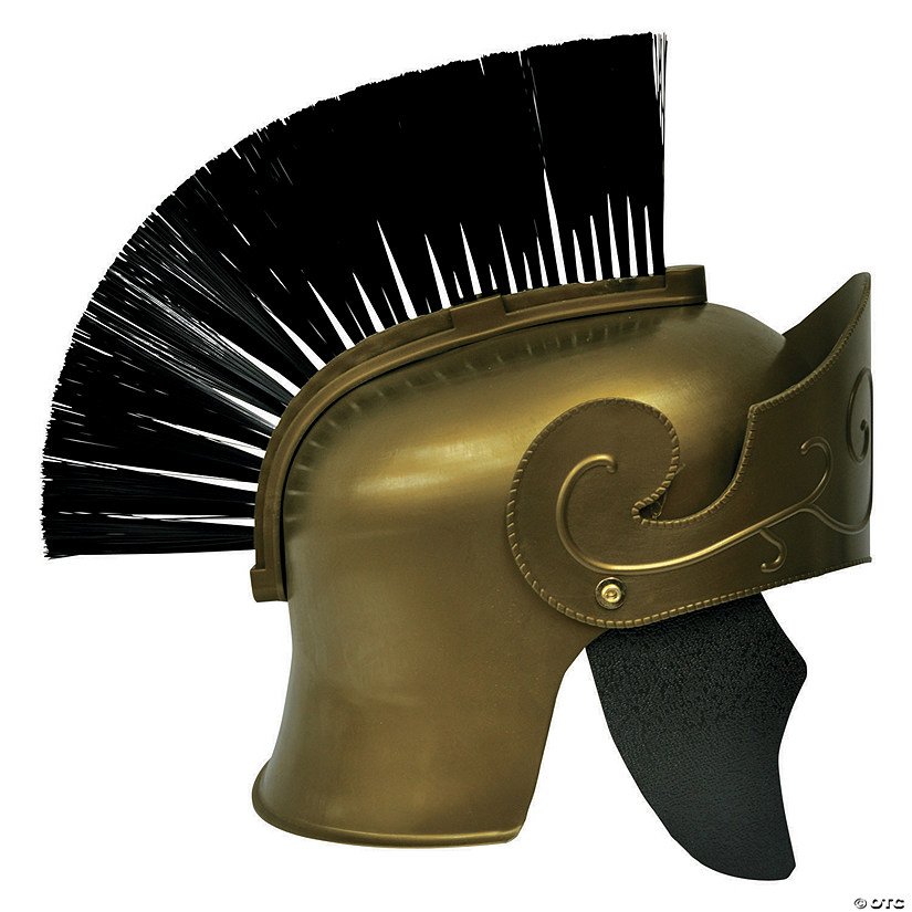Adults Gold Roman Helmet with Black Brush Image
