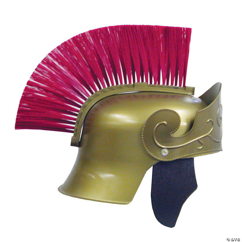 Adults Gold Roman Helmet with Red Brush Image