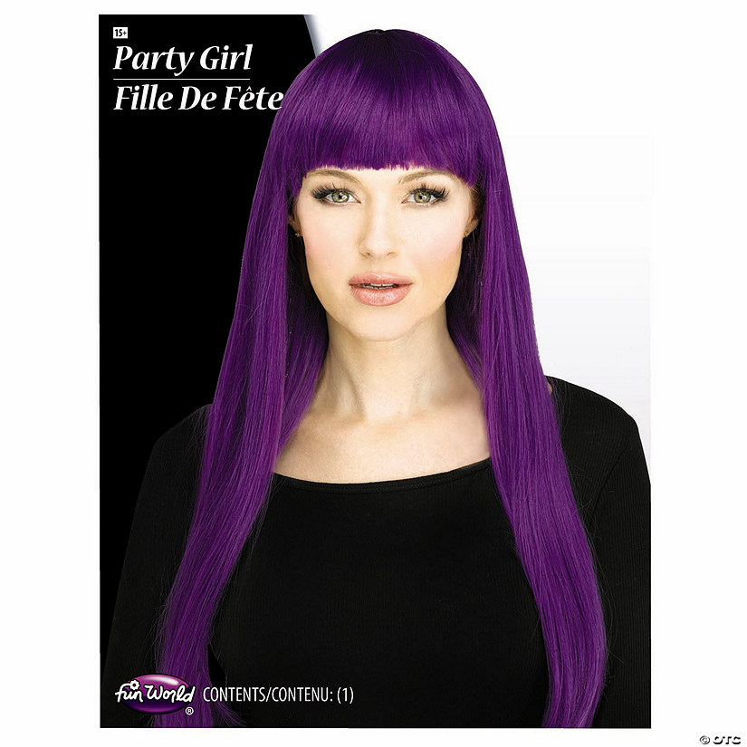 Babelicious Wig Adult Purple Long Straight with Fringe Fantasy Costume Accessory main image 1