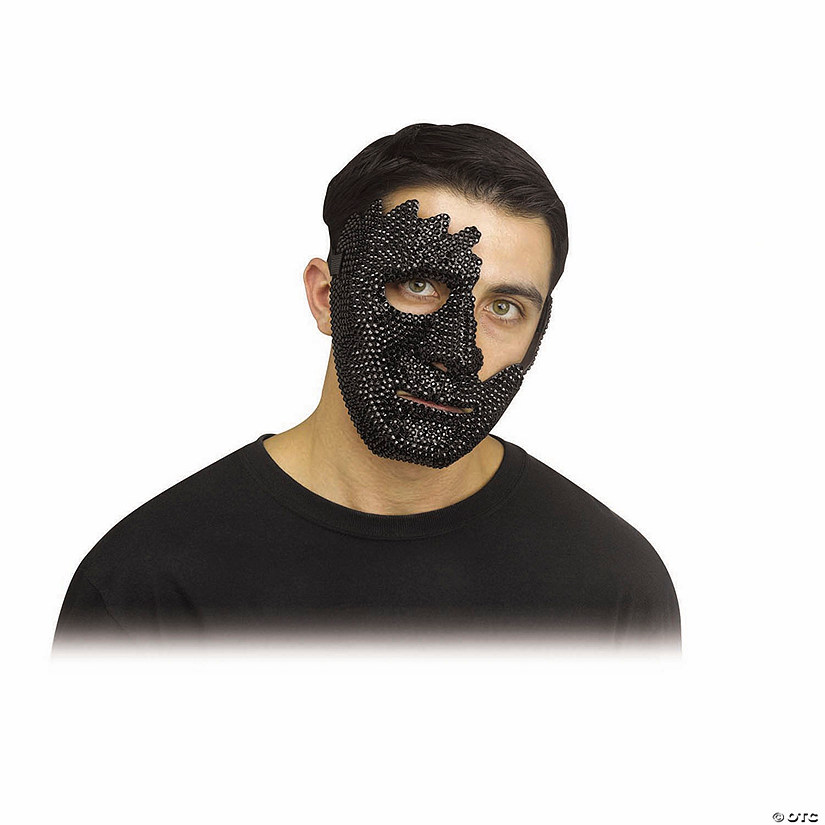 Adults Halloween Black Rhinestone Bling Cracked Half Mask Image