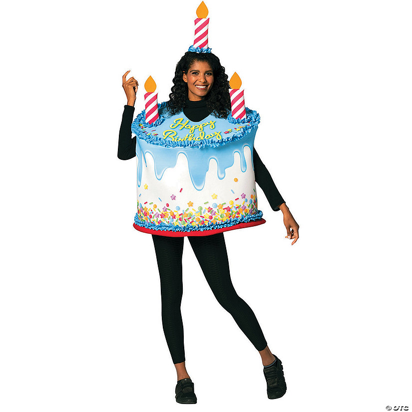 Adults Happy Birthday Confetti Cake with Candle Costume Image