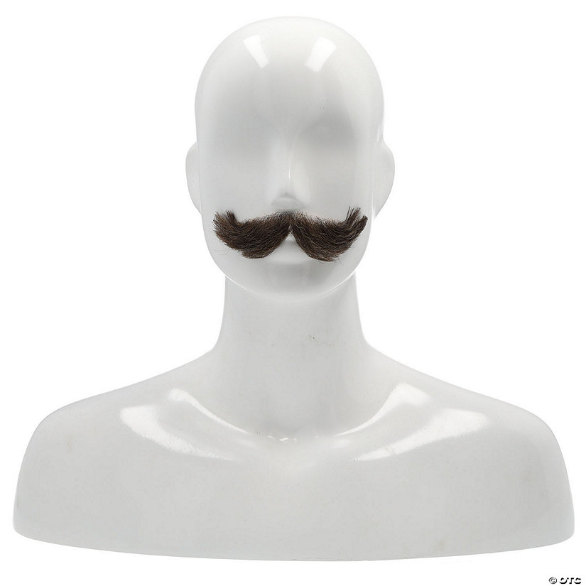 Adults Human Hair Blend English Mustache - Medium Chestnut Brown Image