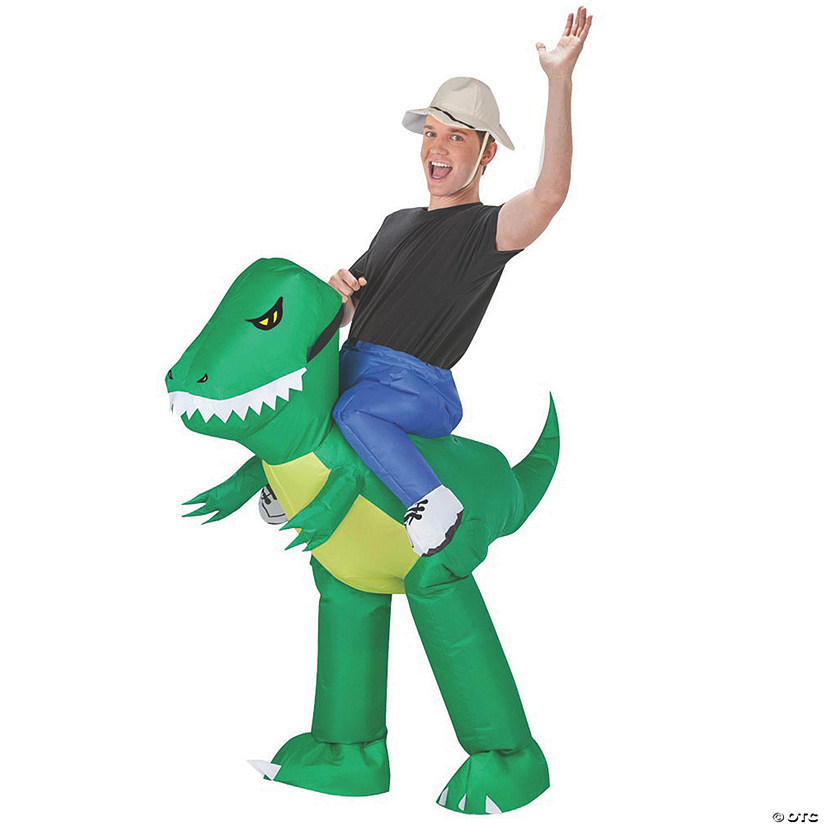 Adult's Inflatable Dinosaur Rider Costume Image