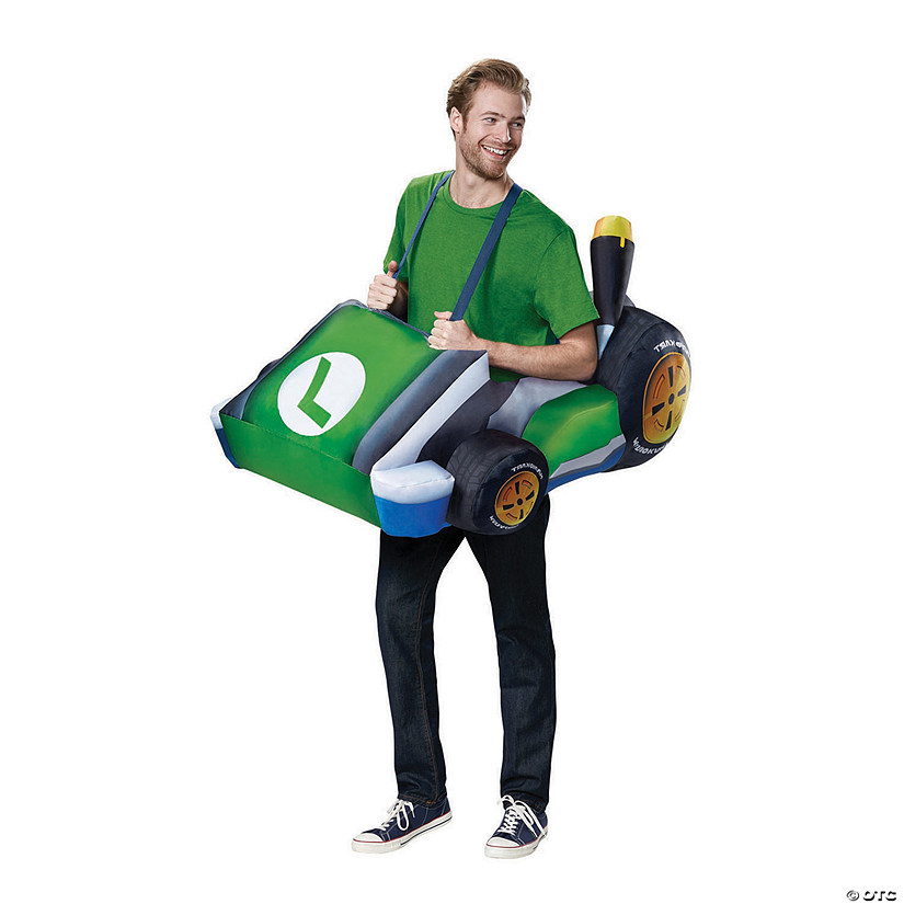 Adults Inflatable Super Mario Bros.&amp;#8482; Luigi Kart Costume Image