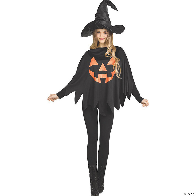 Adults Jack-O-Lantern Pumpking Poncho Image