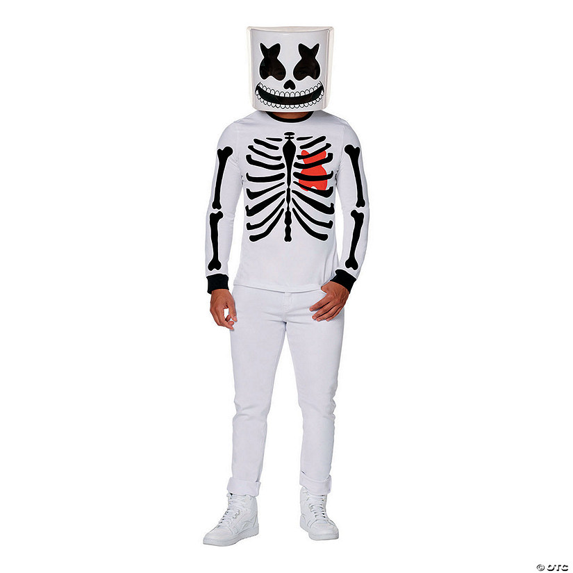 Adults Marshmello Black & White Mello Skeleton Costume Image