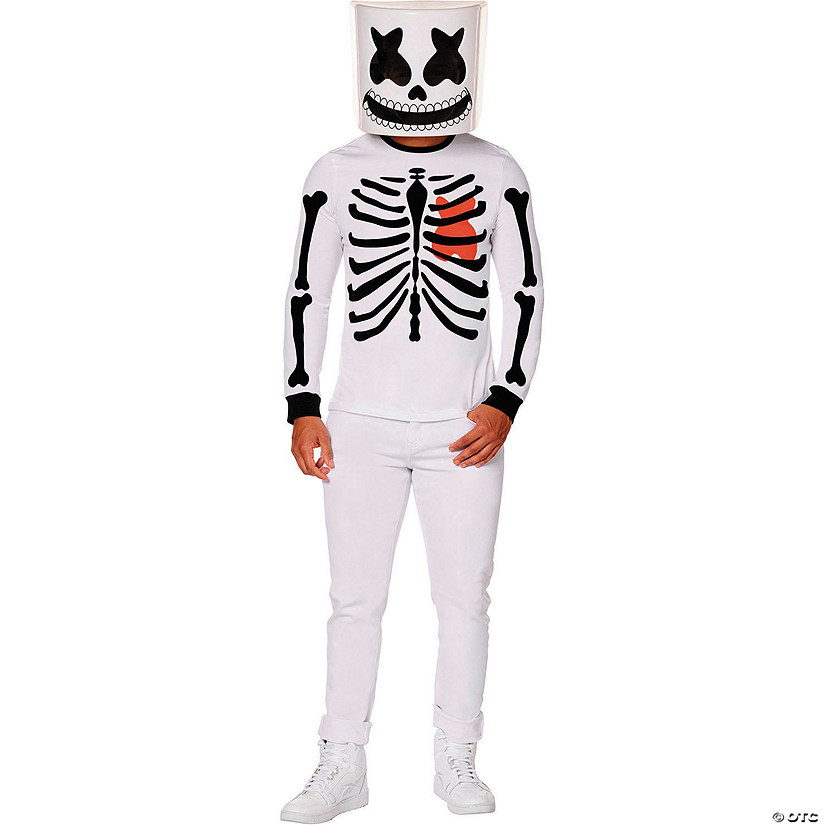 Adults Marshmello Skeleton Long-Sleeved T-Shirt Costume - Small Image