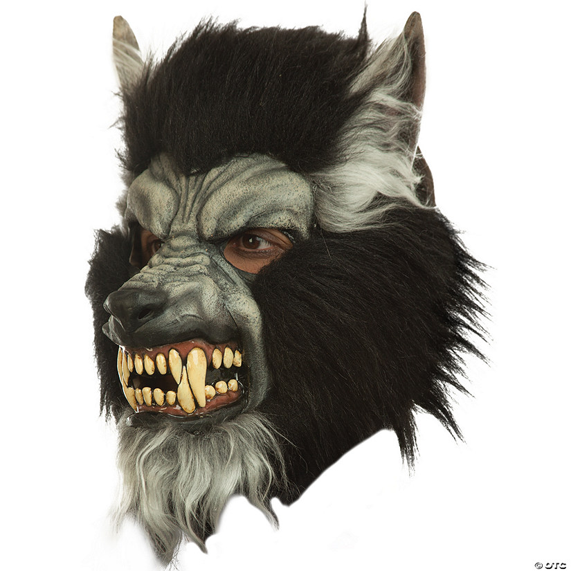 Adults Menacing Gray Howling Werewolf Mask Image
