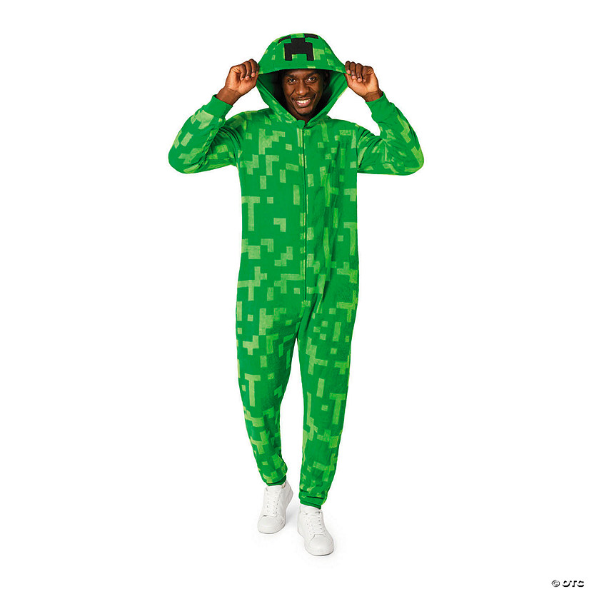 Adults Minecraft&amp;#8482; Creeper Hooded Onesie Costume Image