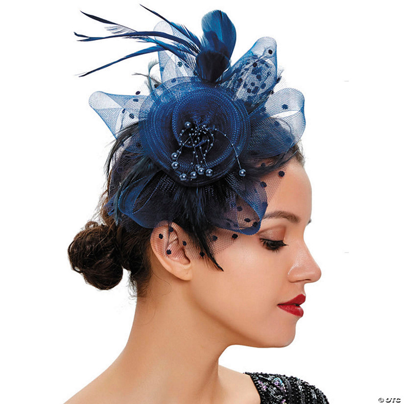 Adults Navy Blue Kentucky Derby Fascinator Hat Image