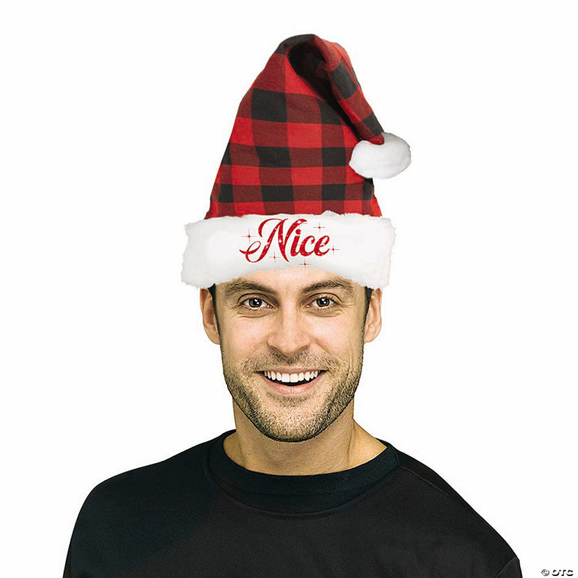 Adults Nice Black, Red &amp; White Polyester Santa Hat - One Size Image