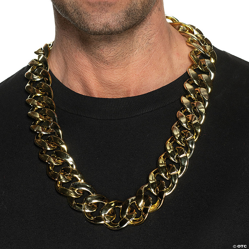 Adults Oversized Chunky Gold Chain Necklace Costume Accessory Image