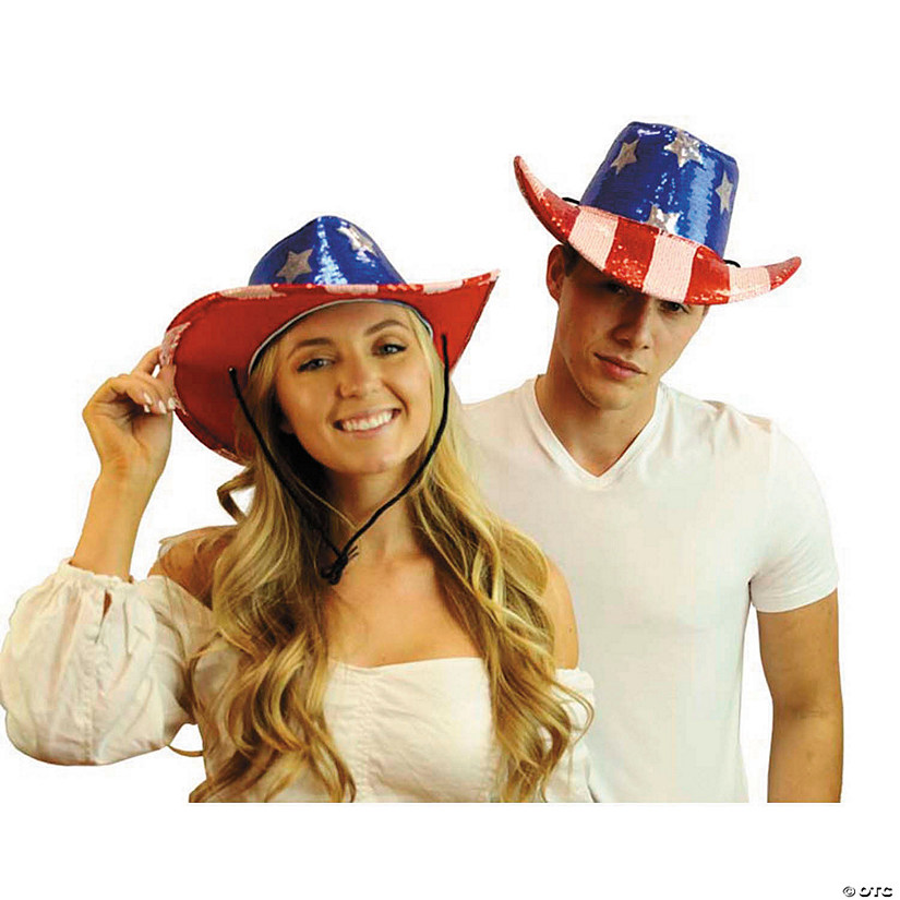 Adults Patriotic Cowboy Hat with Sequins Image