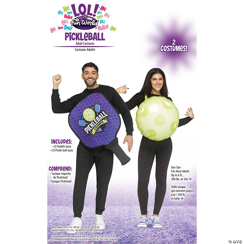 Adults Pickleball Pair Paddle & Pickleball Couples Costume - One Size Image