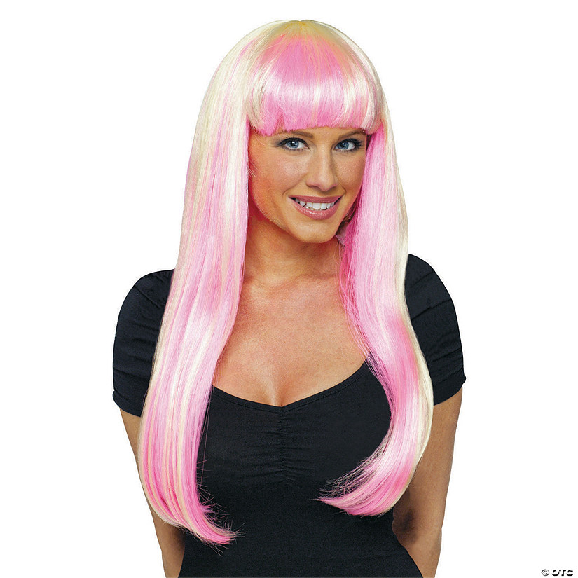 Adults Pink & Blonde Natural N Neon Wig Image