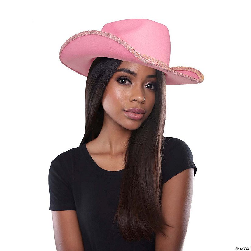 Adults Pink Sequin Polyester Cowboy Hat Costume Accessory Image