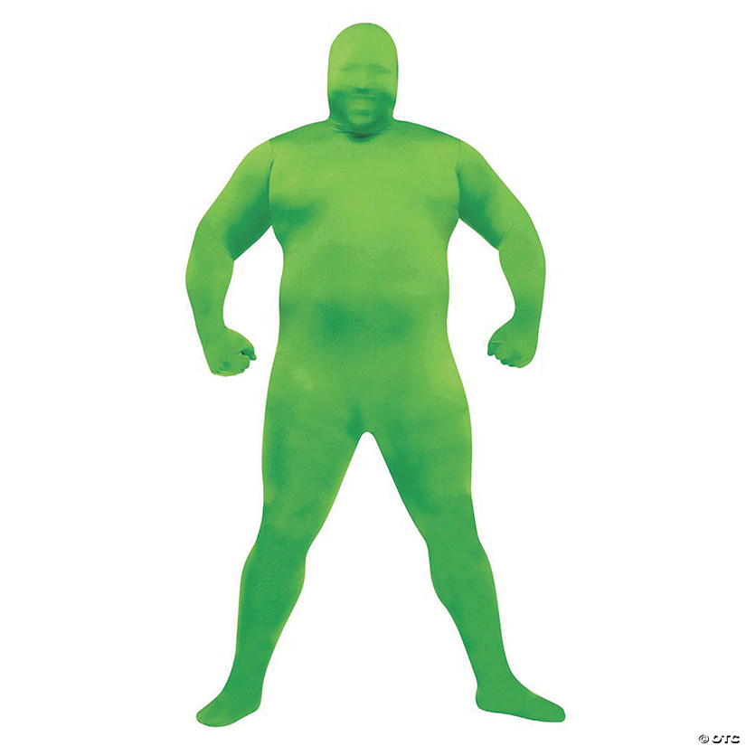 Adult's Plus Size Green Skin Suit Costume Image