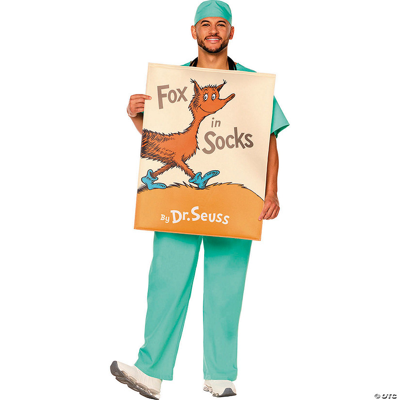 Adults QUIK CHANGE&amp;#8482; Dr. Seuss&amp;#8482; Fox in Socks&amp;#8482; Book Cover Costume - One Size Image