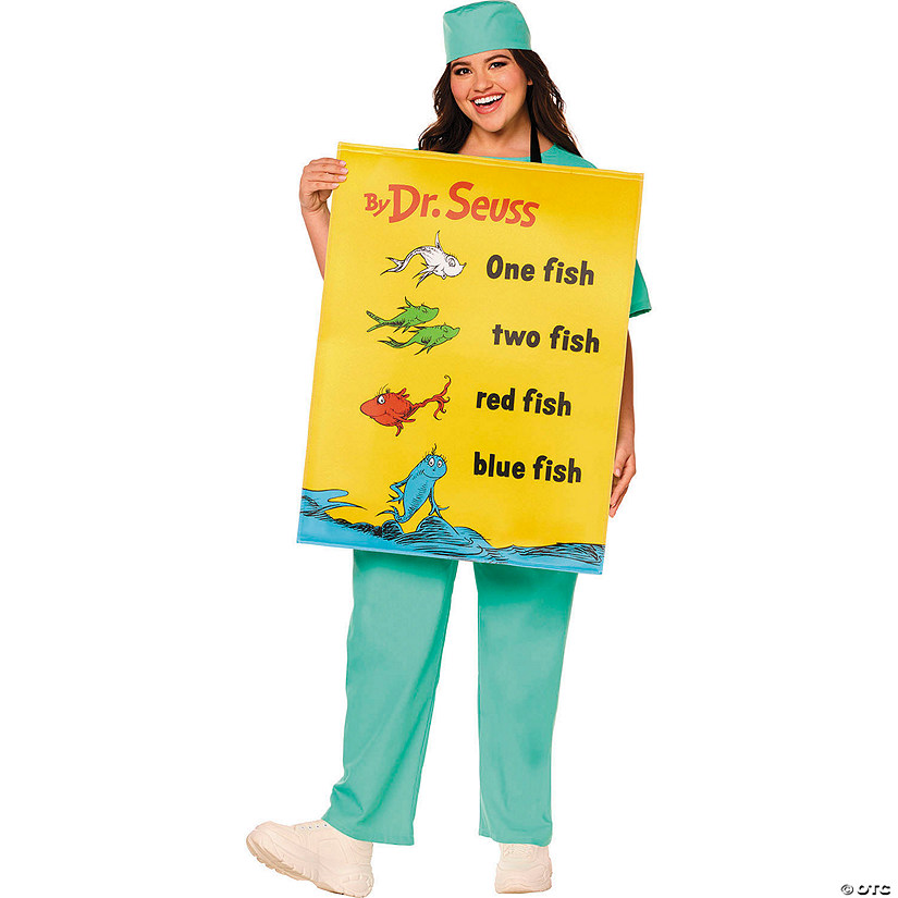 Adults QUIK CHANGE&amp;#8482; Dr. Seuss&amp;#8482; One fish, two fish, red fish, blue fish Book Cover Costume -One Size Image