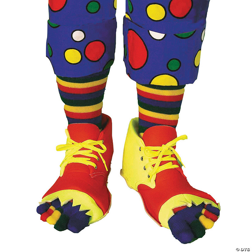Adults Red & Yellow Clown Shoes & Toe Socks Set Image