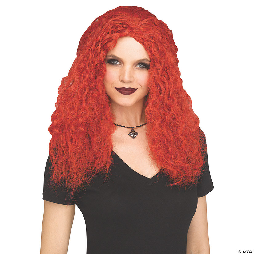 Adults Red Crimped Wig Image