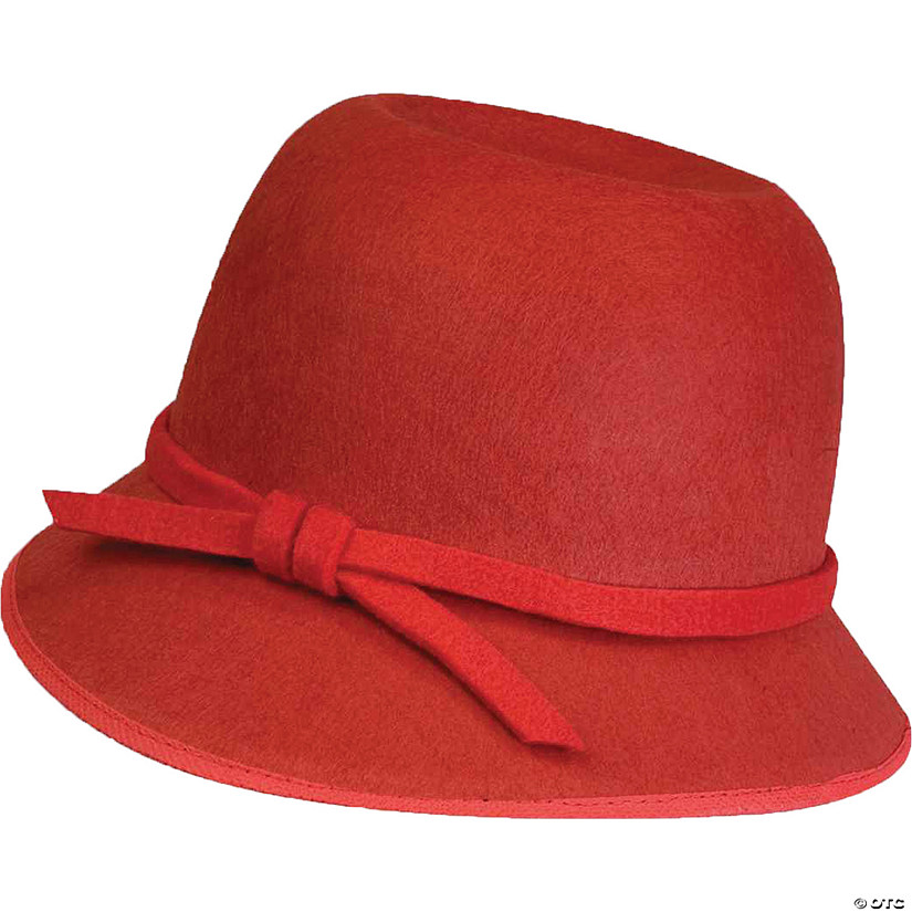 Adult's Red Felt Cloche Hat Image