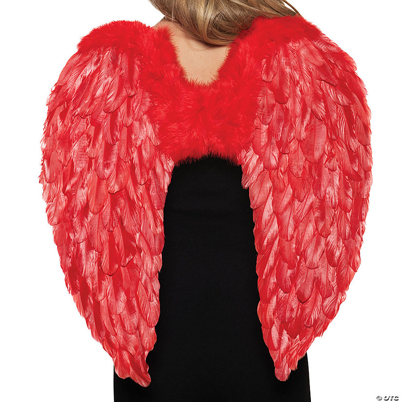 Adults Red Fluffy Feather Angel Wings Costume Accessory Image