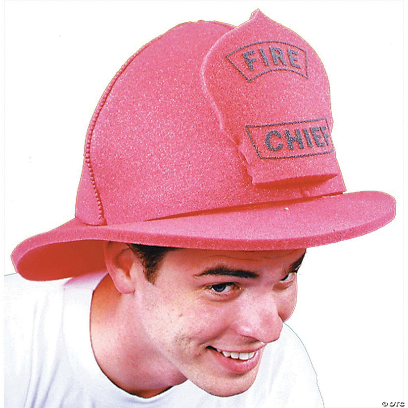 Adult's Red Foam Fire Chief Hat Image
