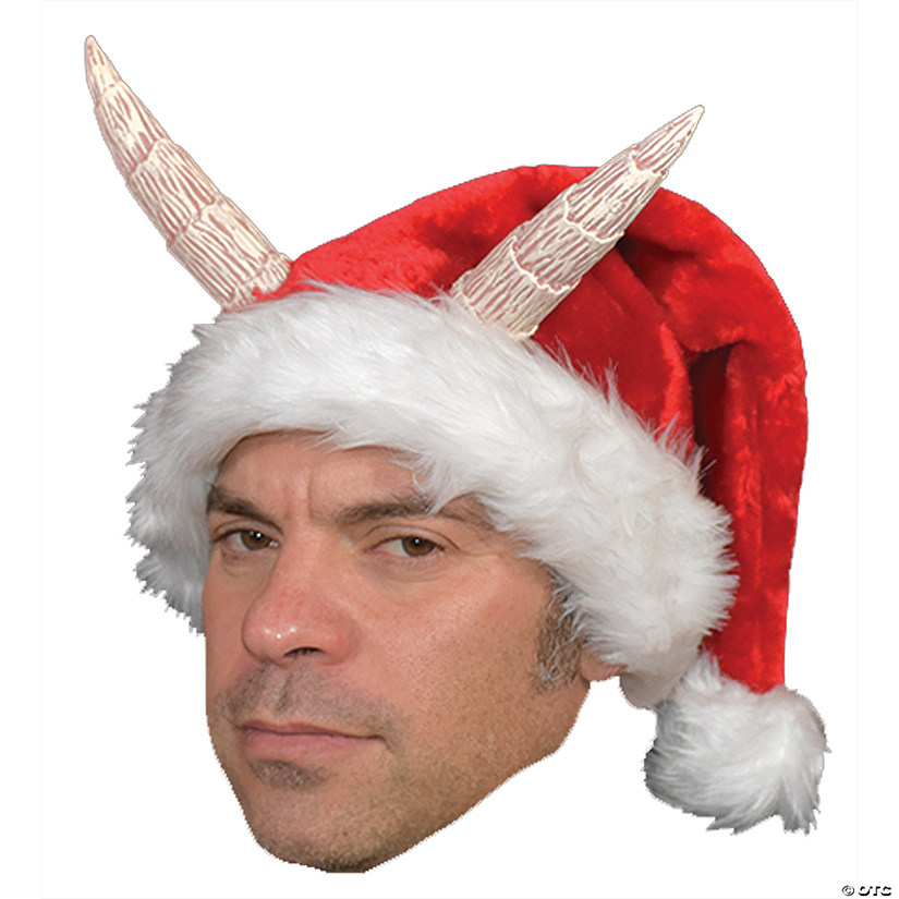 Adult's Red Santa Hat with Devil Horns Image